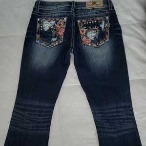 MISS ME DISTRESSED FLORAL JEANS 29"x34"